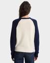 Syracuse Cashmere Baseball Sweater Cream and Blue