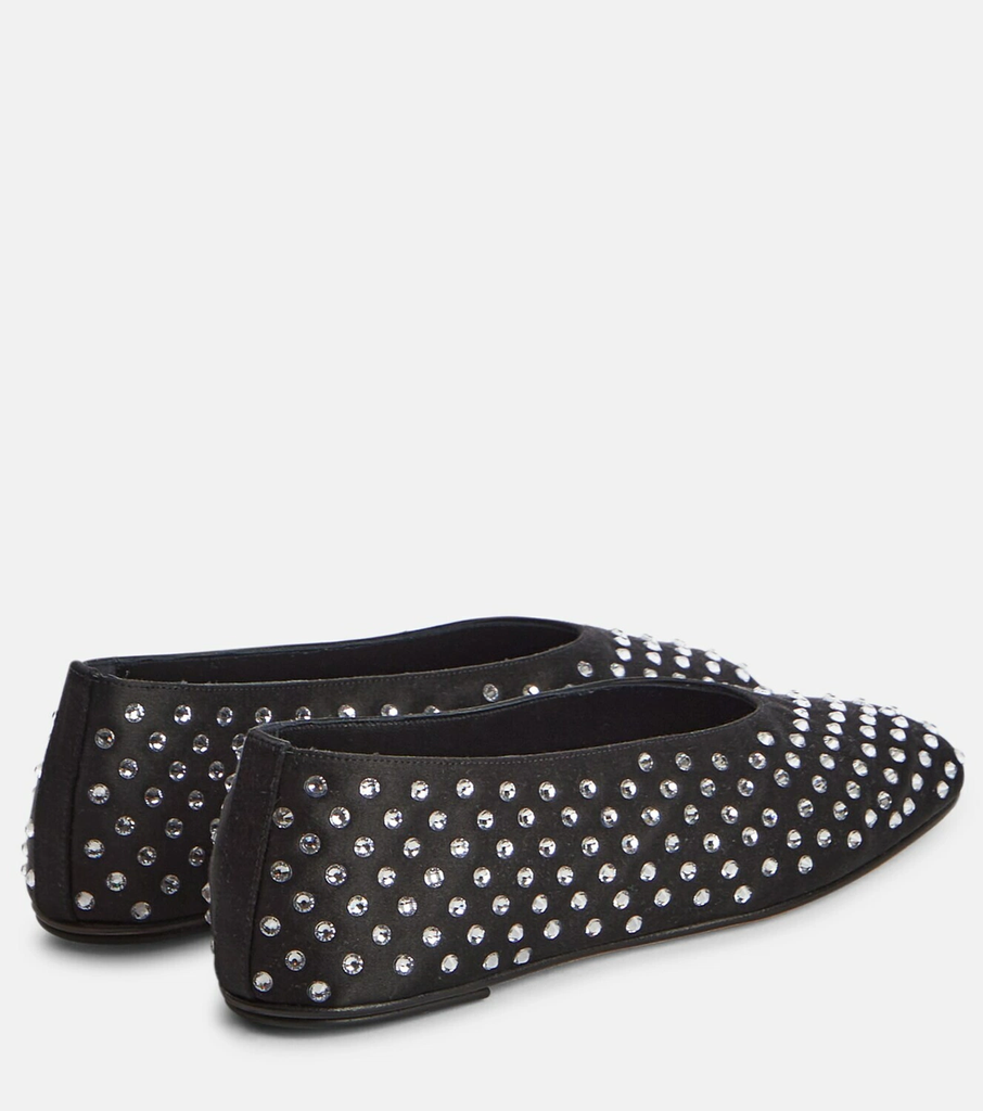 Ballet flats Satin Black Crystals