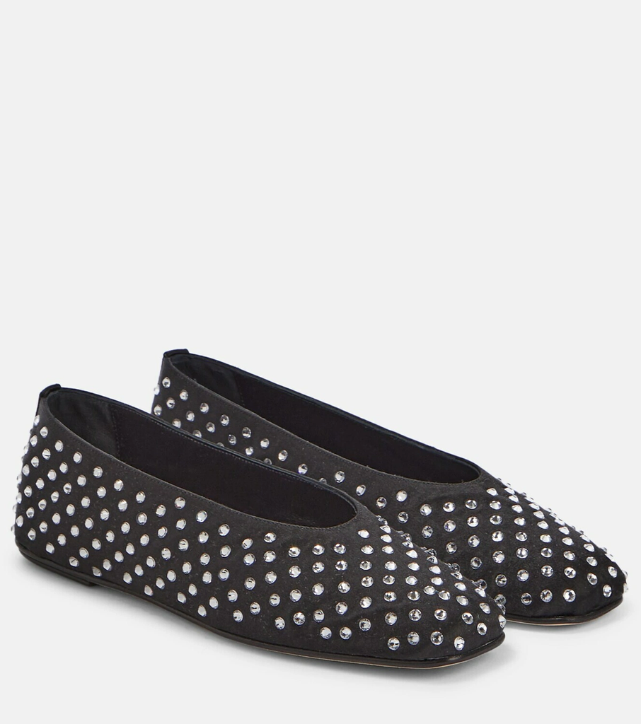 Ballet flats Satin Black Crystals