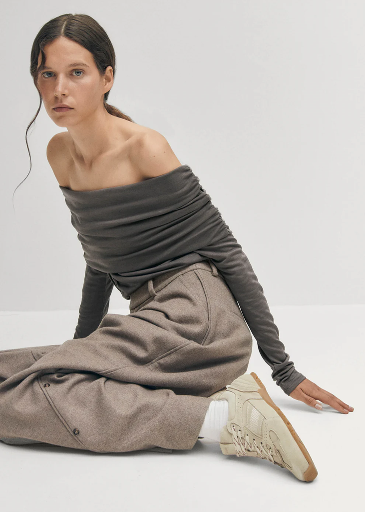 Suede Cream Leather Sneakers