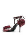 Wrap Around Double Flower Sandals In Burgundy