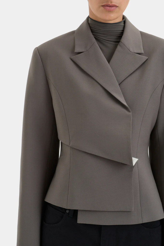 Maya Pleated Blazer Grey