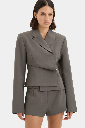 Maya Pleated Blazer Grey