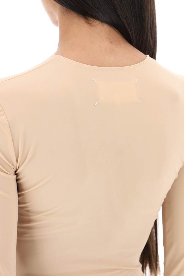 Second Skin Long Sleeve Lycra Bodysuit - Light Tan