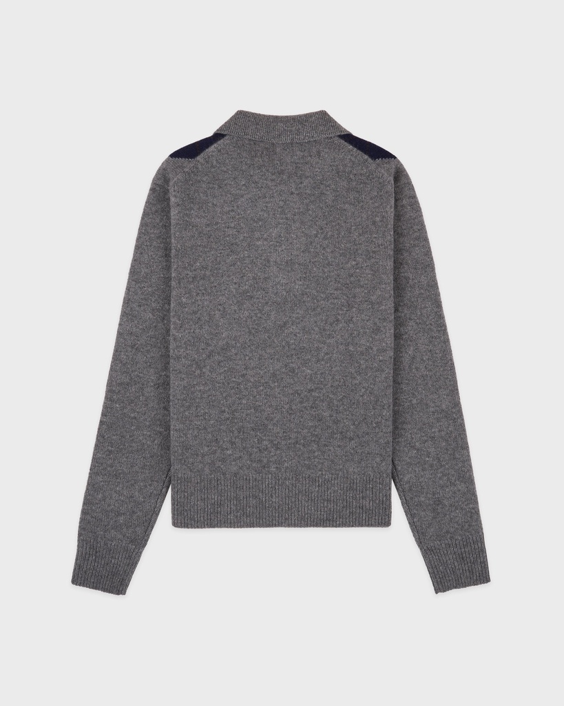 Serif Logo Argyle Cashmere Polo