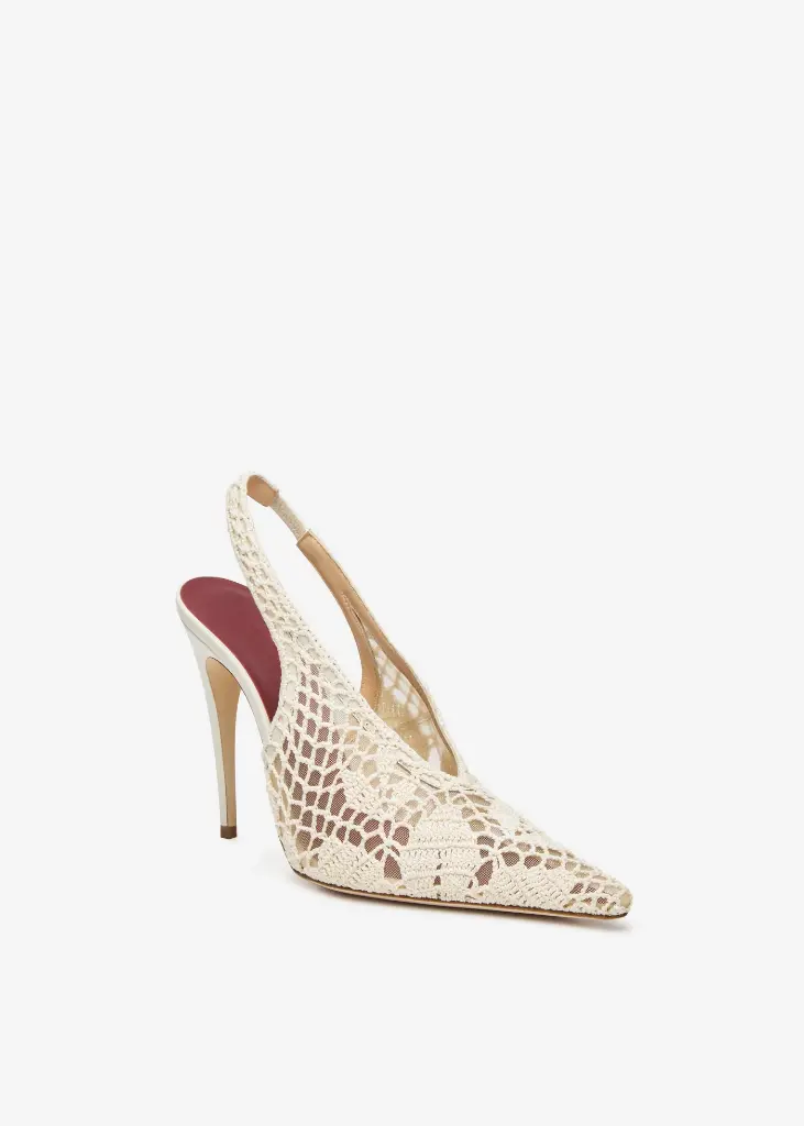 Slingback crochet heels in cream