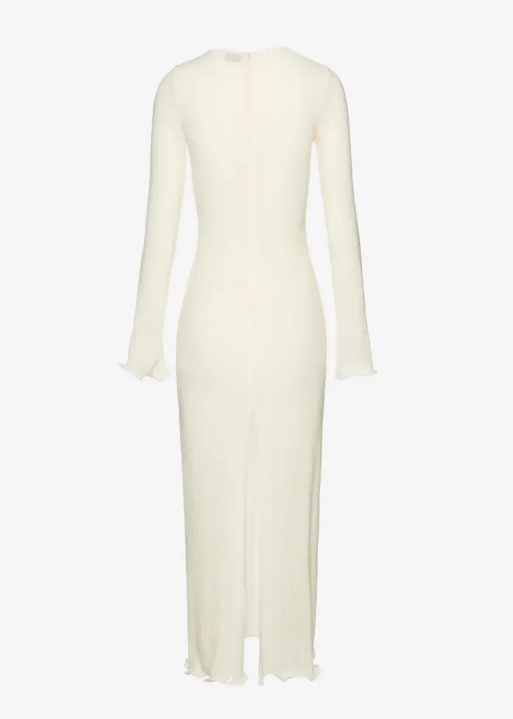 Long sleeve crepe beach maxi dress in cream