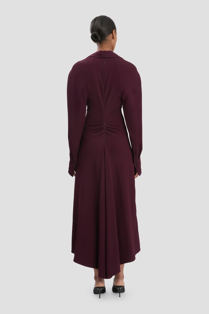 Long Sleeve Polo Collar Midi