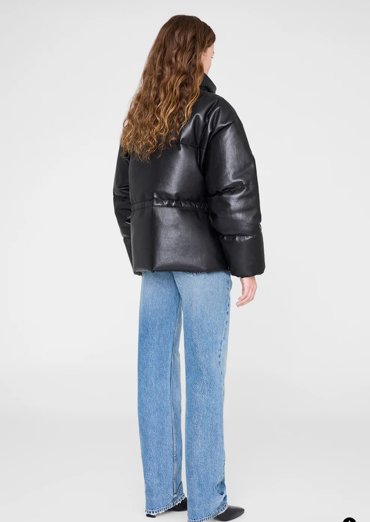 Oslo Puffer - Black Recycled Leather