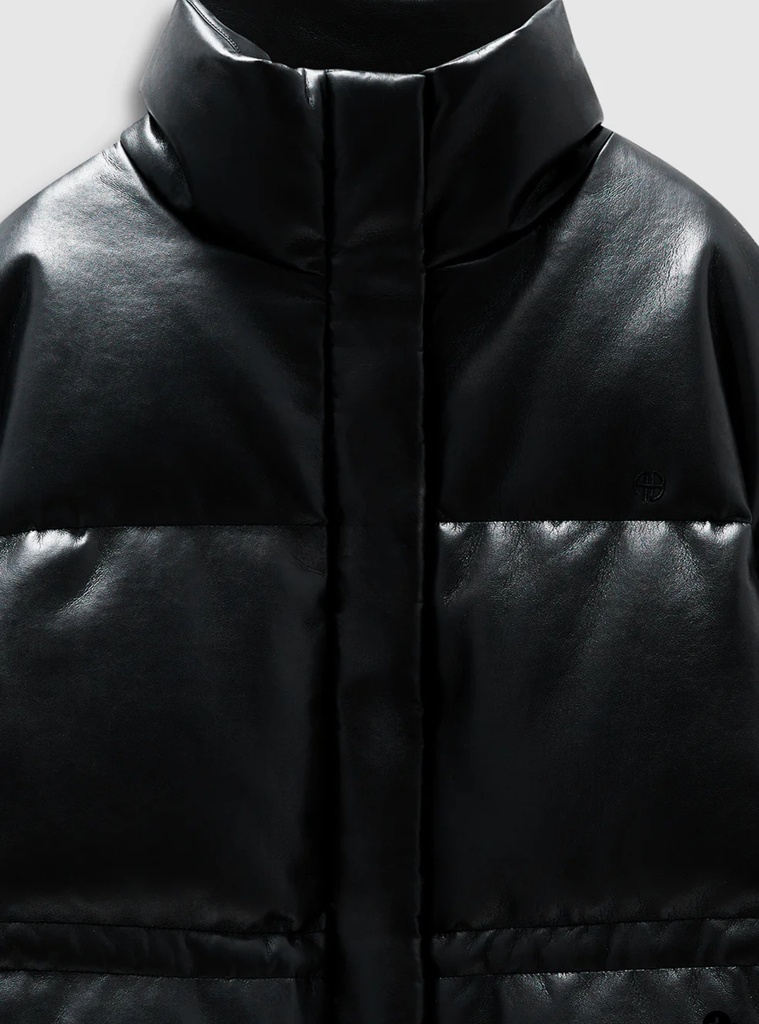 Oslo Puffer - Black Recycled Leather