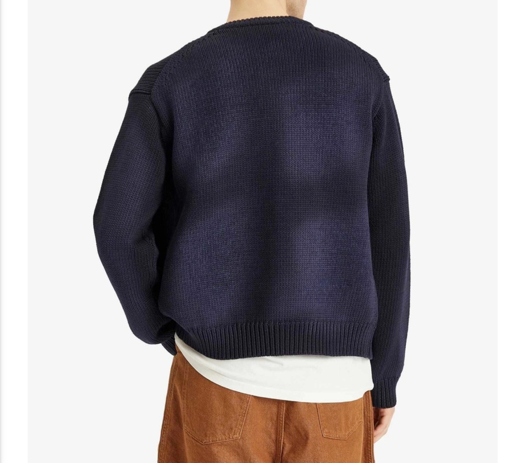 Washed Zip Front Cardigan Navy