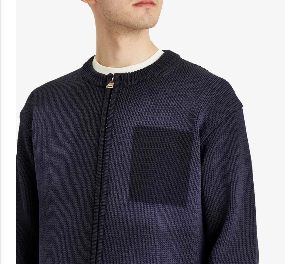 Washed Zip Front Cardigan Navy