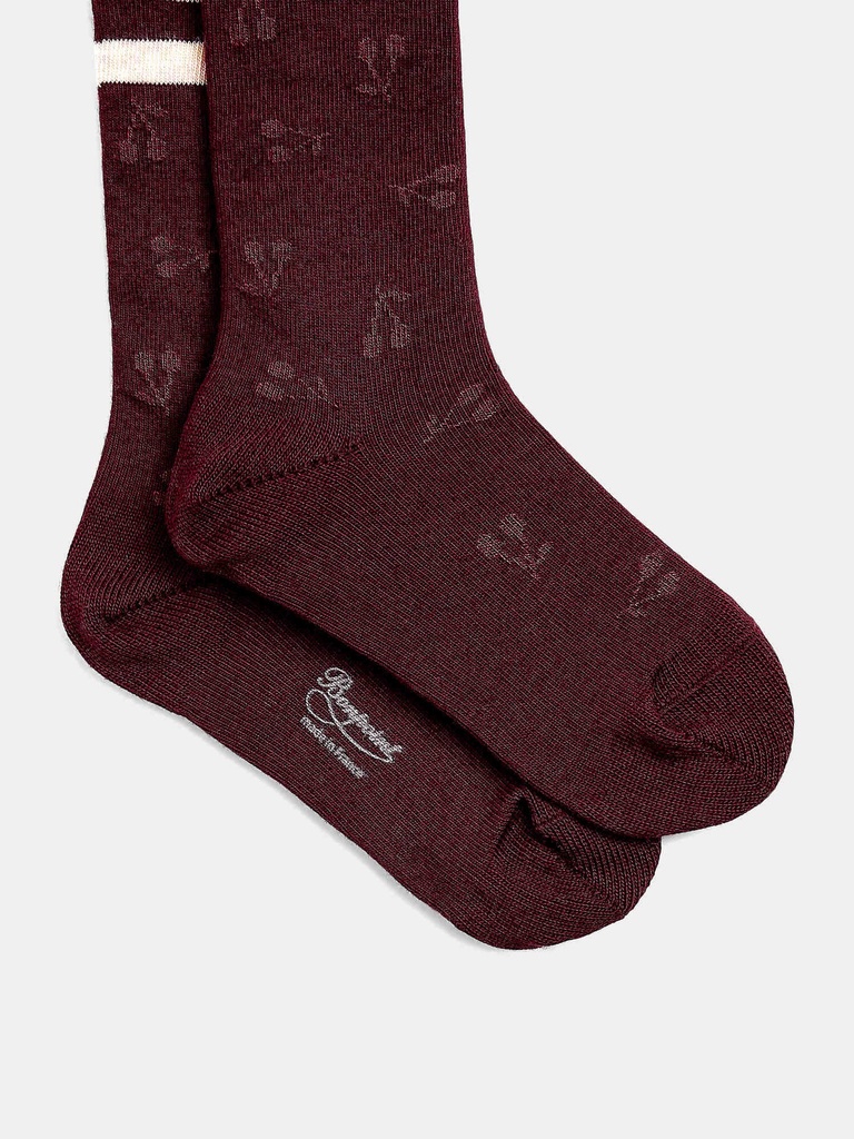 Chaussettes Jome en jacquard cerises bordeaux