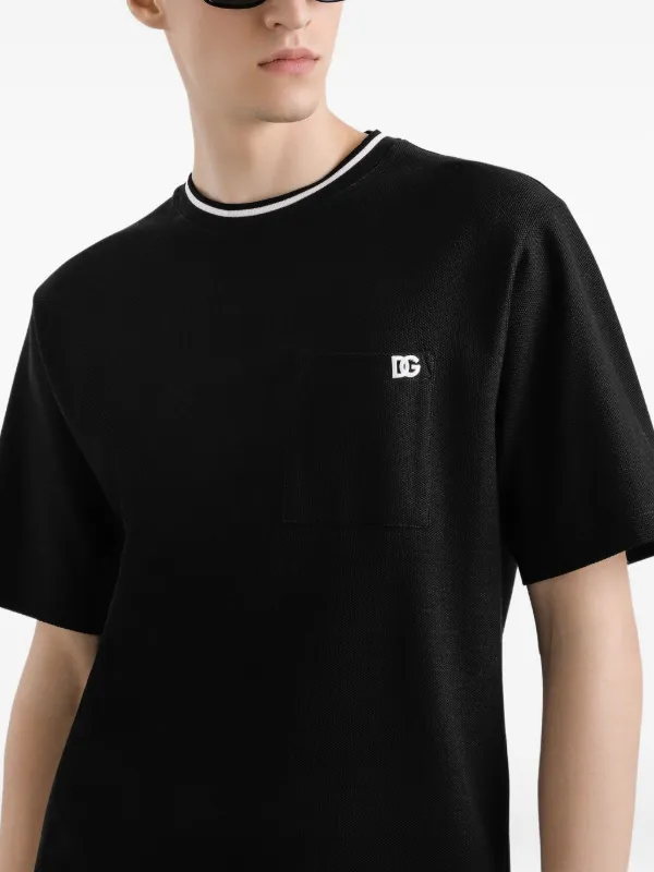 Cotton Black Pique T-shirt