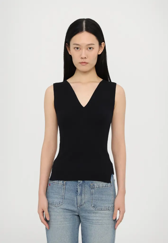 Rib Detail V-Neck Tank