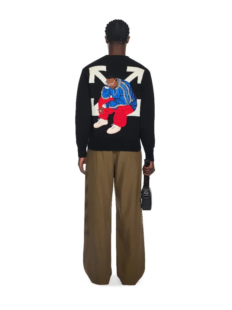 Thinkman Arrow Knit Crewneck Black - White