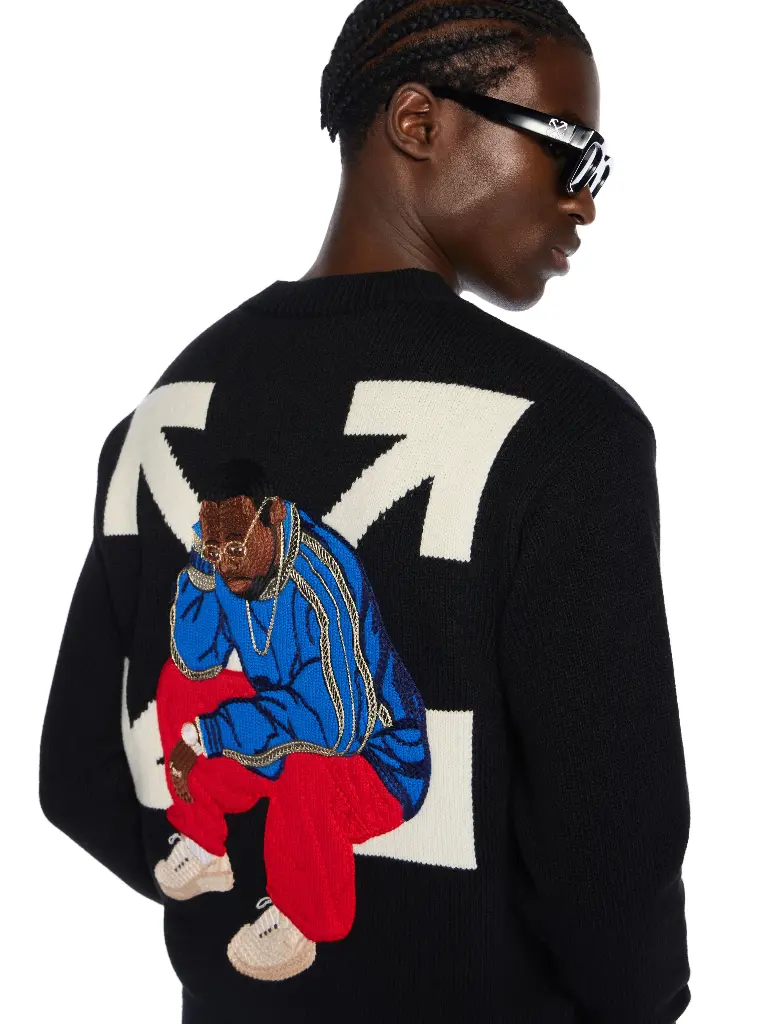 Thinkman Arrow Knit Crewneck Black - White