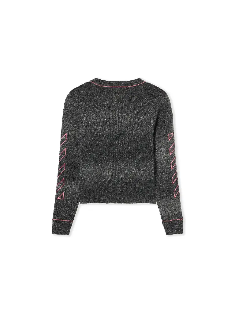 OFF STAMP CLEAR RIB CARDIGAN DARK GREY