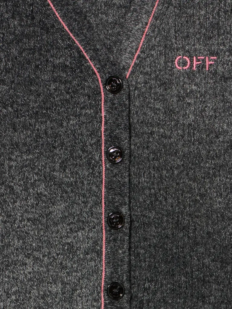 OFF STAMP CLEAR RIB CARDIGAN DARK GREY