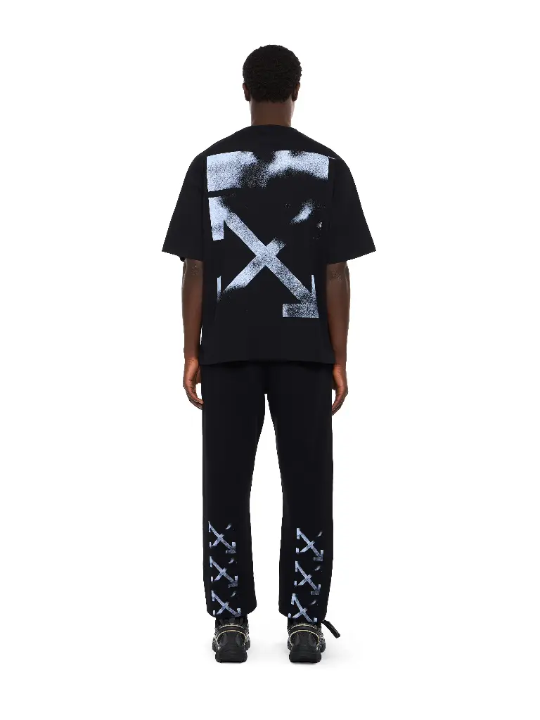 Stencil Arrow Cuffed Sweatpant Black - Cloudy