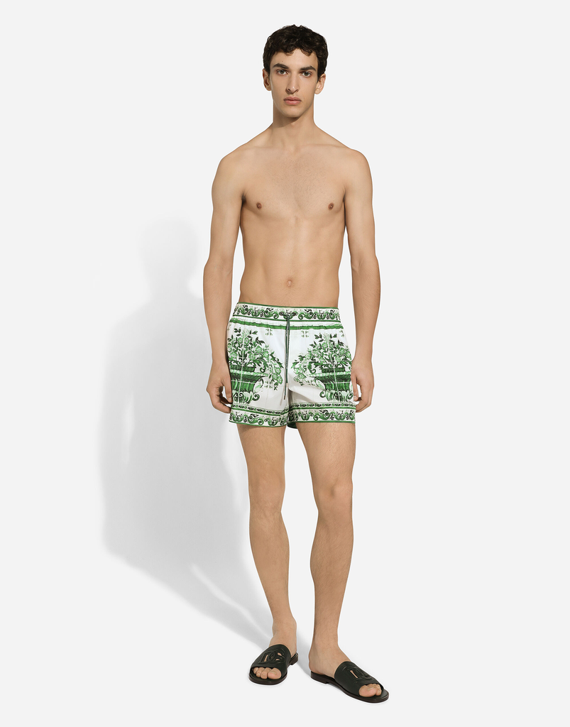 Majolica Print Swim Shorts Green