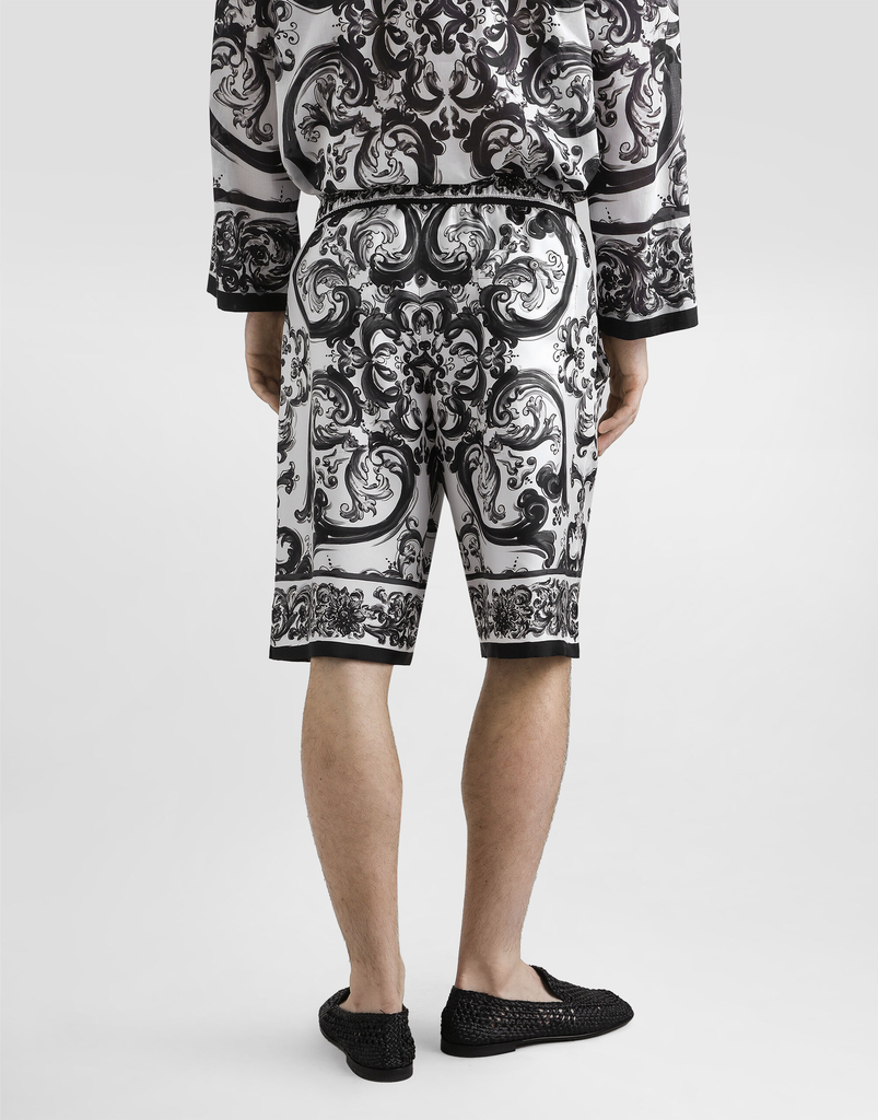 Majolica print Silk Twill Trousers