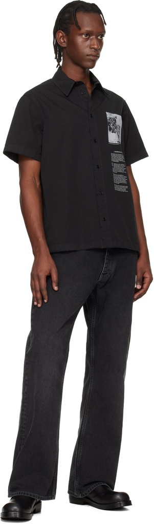 Emblem Popl Slim Bowling Shir Black - White