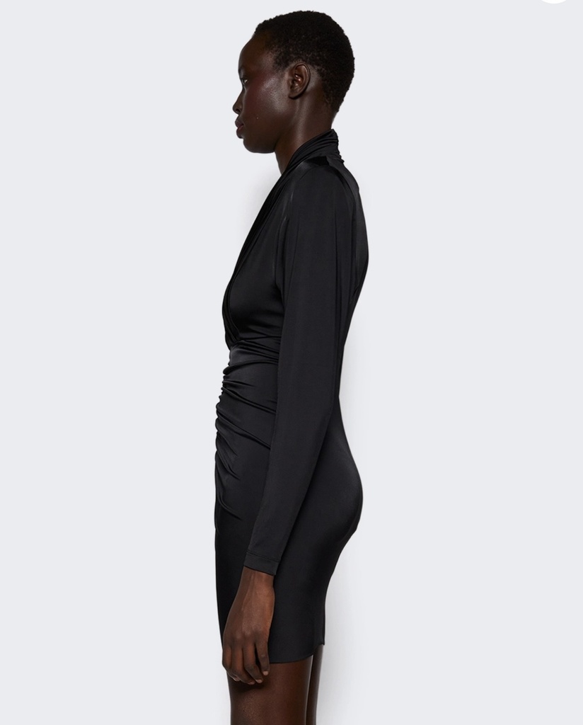 Long Sleeve Ruched Mini Dress