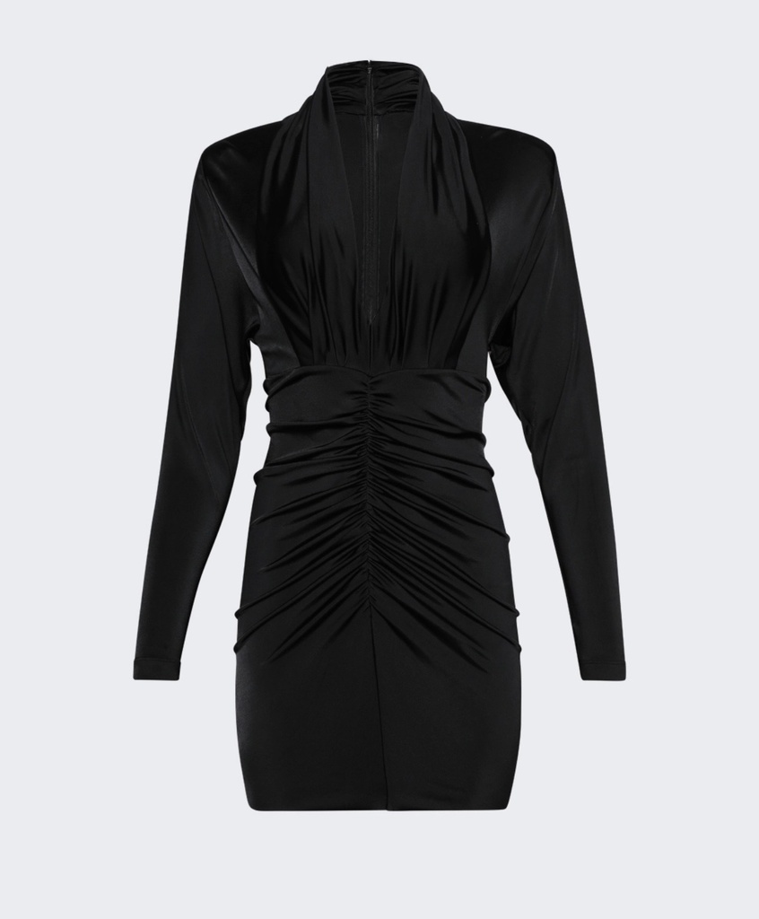 Long Sleeve Ruched Mini Dress