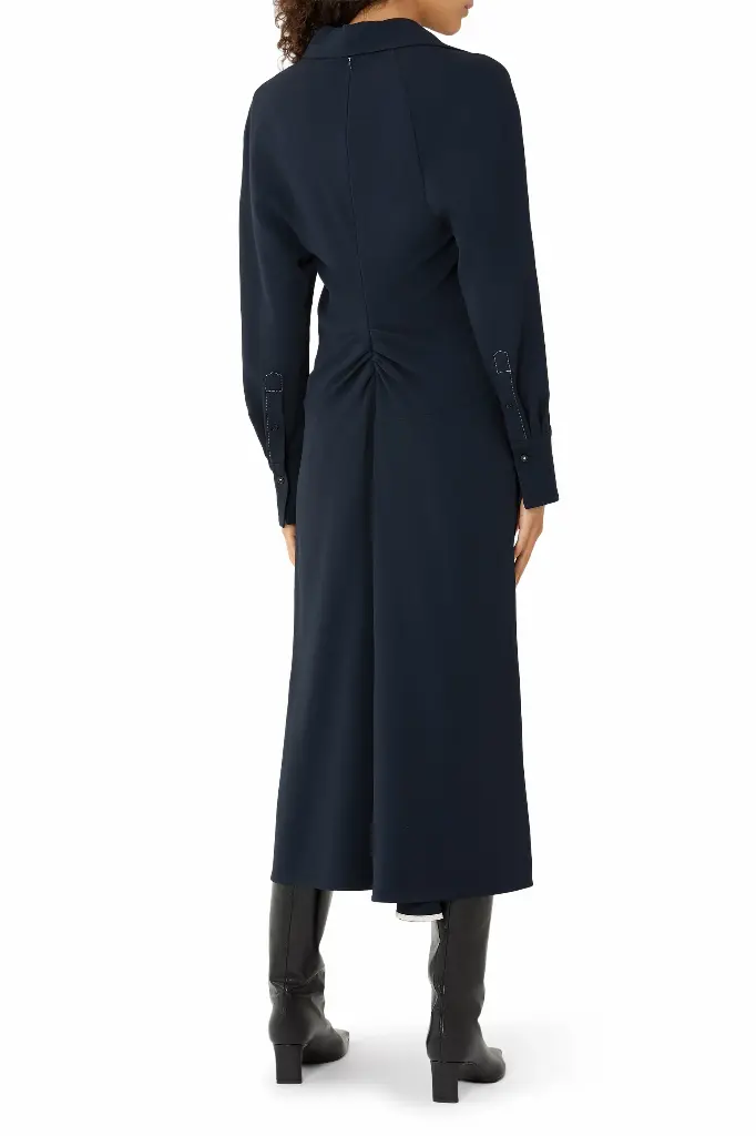 Long Sleeve Polo Collar Midi
