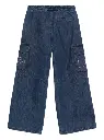 TYPE LOGO DENIM PANT INDIGO - FUCHSIA