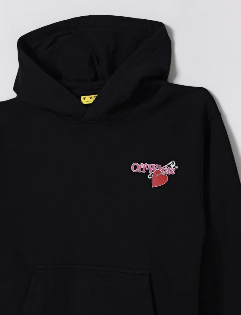DIAG POP HEART HOODIE BLACK - RED