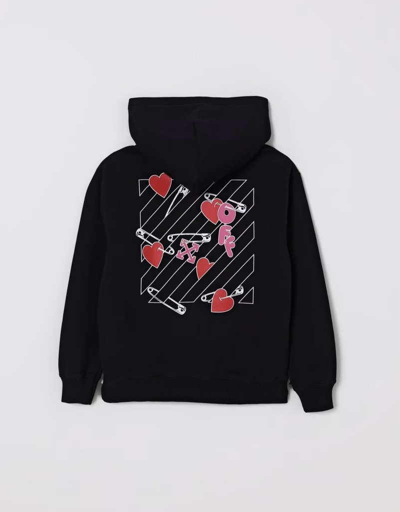DIAG POP HEART HOODIE BLACK - RED