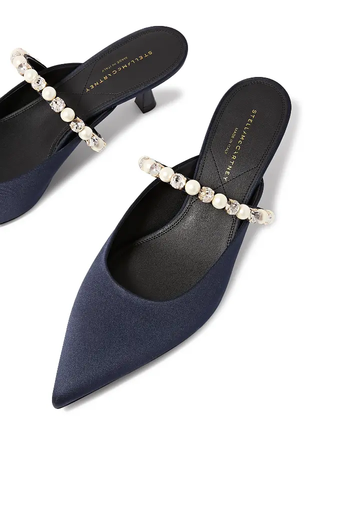 Elsa Mule 50 Satin W/Cristals And Pearls 