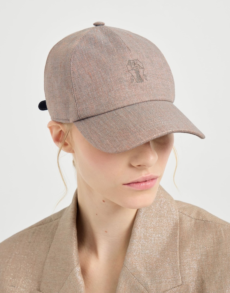 Sparkling Linen Twill Baseball Cap With Logo