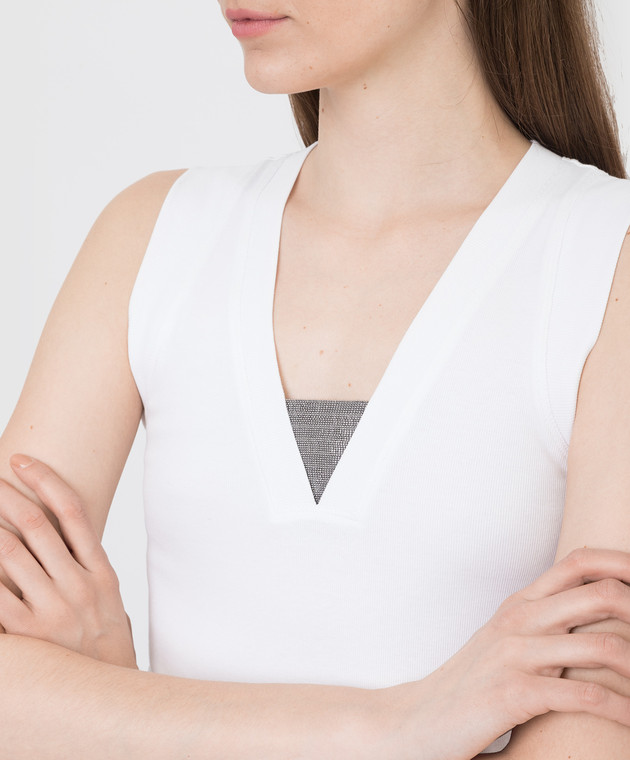 Stretch Cotton Jersey T-Shirt With Precious Faux Layering