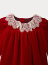 Robe Jaylisa à col dentelle en velours de coton biologique