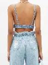 Monogram-Logo Denim Bralette