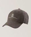 Linen And Virgin Wool Chevron Baseball Cap With Embroidered Logo