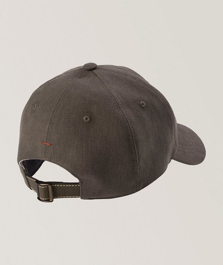 Linen And Virgin Wool Chevron Baseball Cap With Embroidered Logo