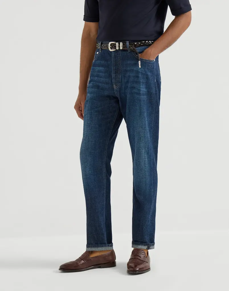 Lightweight Old Denim Iconic Fit Five-Pocket Trousers/Dark Blue 
