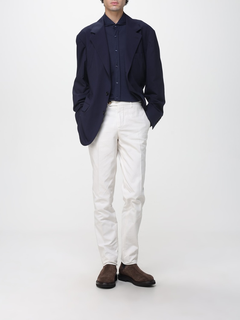 Garment-Dyed Italian Fit Trousers In American Pima Comfort Cotton Gabardine