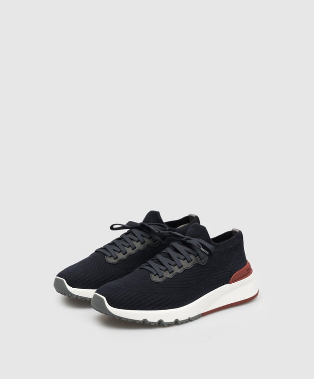 Cotton Knit And Semi-Polished Calfskin Runners