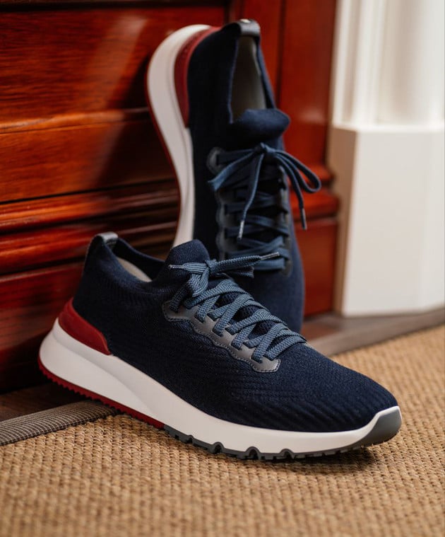 Cotton Knit And Semi-Polished Calfskin Runners
