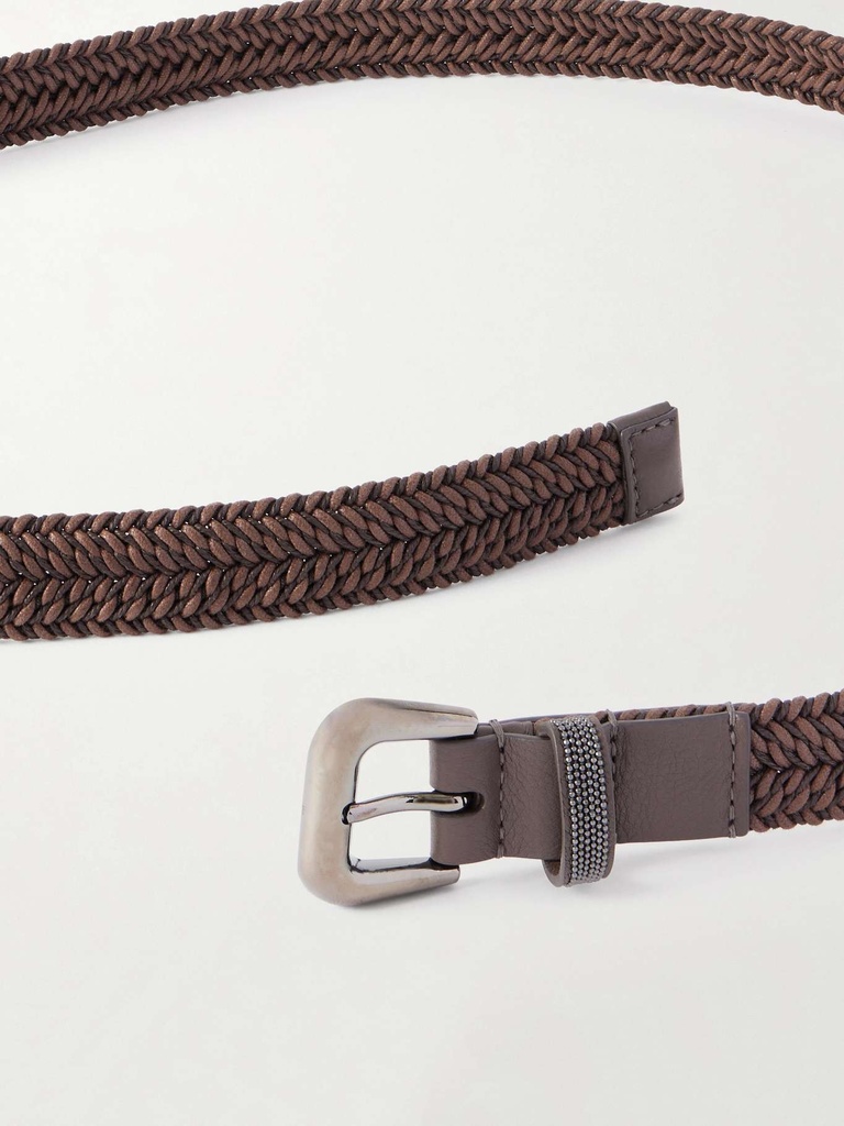 Stretch Cotton Braided Belt With Shiny Loop