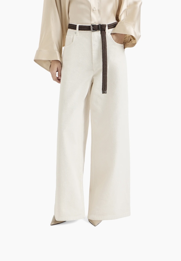 Dyed Denim Relaxed Trousers With Monili