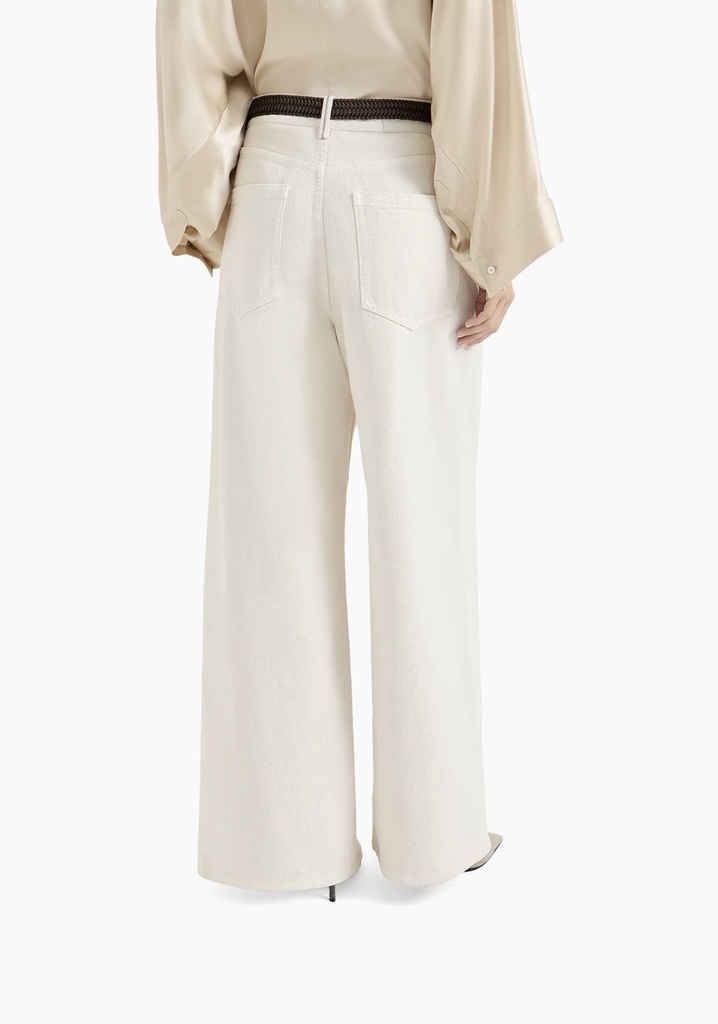 Dyed Denim Relaxed Trousers With Monili