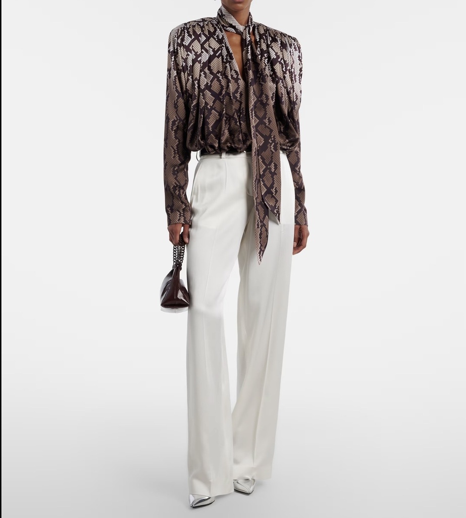 Satin Dropped Waist Straight Wide Leg