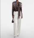 Satin Dropped Waist Straight Wide Leg
