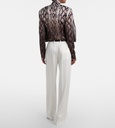 Satin Dropped Waist Straight Wide Leg